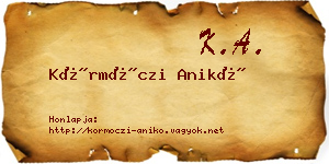Körmöczi Anikó névjegykártya